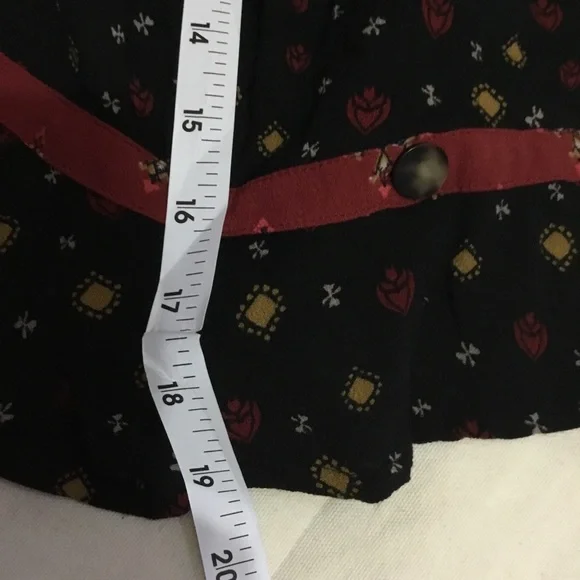 free people black & red faux wrap blouse fitted waist  sz. s - Picture 14 of 14